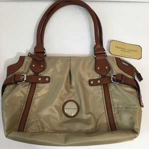 Franco Sarto brown tan nylon tote handbag